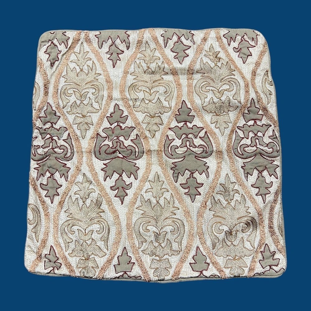 Embroidered Pillow Cover Ornate Suzani Pattern 15" X 16" Made In India 15 x 16"